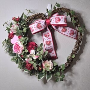 Customizable Heart-Shaped Floral Grapevine Wreath